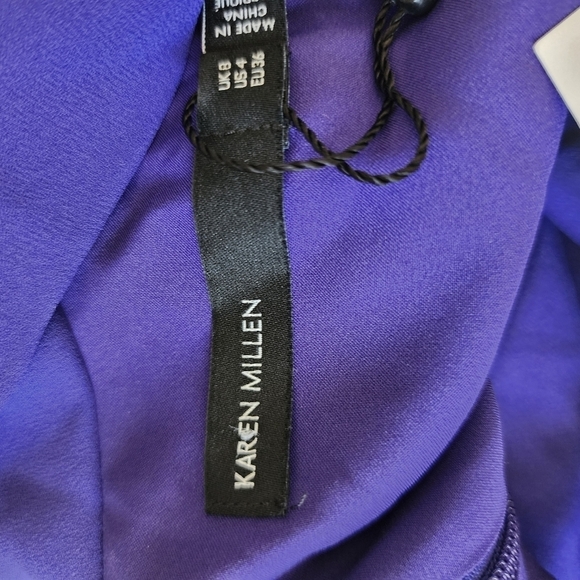 Karen Millen Purple Floral Applique Mini Dress Event Cocktail Party Wedding Gues - Picture 11 of 13